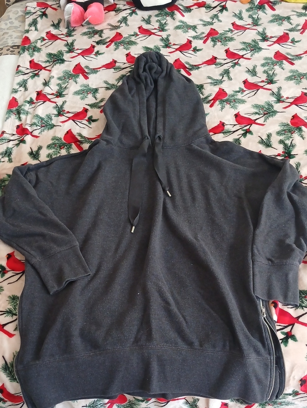 aerie Womens Charcoal Hooded Zip-Side Sweatshirt